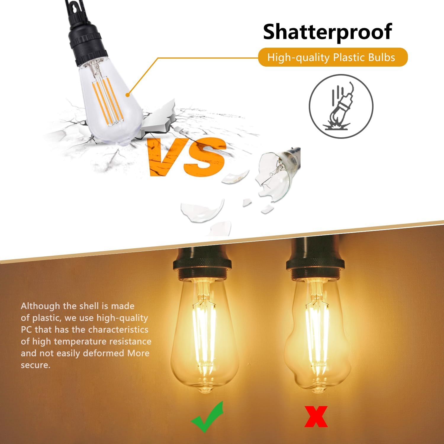 Thumbnail 6 de BORT ST586W ST58 Vintage LED Bulbs, 6-Pack, 6W, 2700K, Dimmable, E26