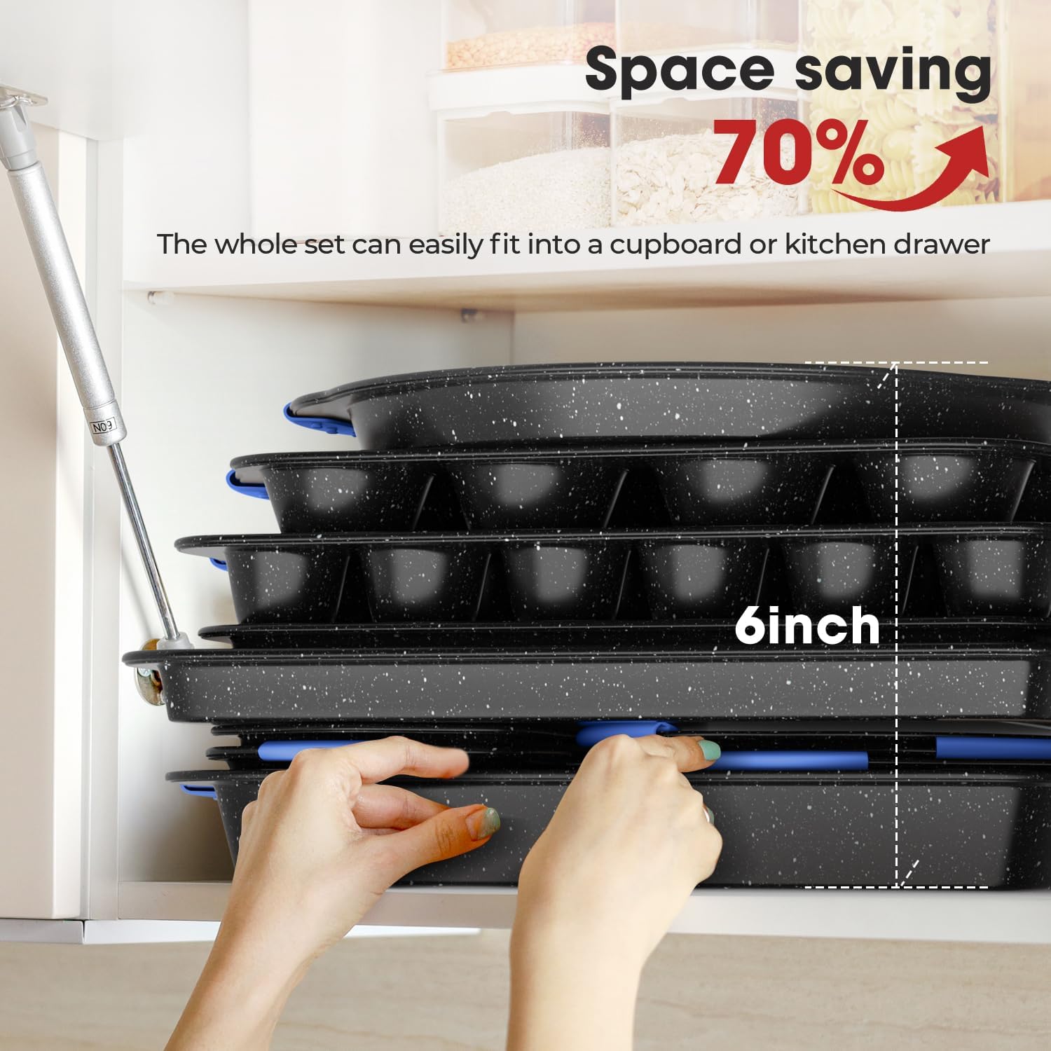Detalle 2 de 11-Piece Professional Stackable Baking Set with Oven-Safe Nonstick Cookware
