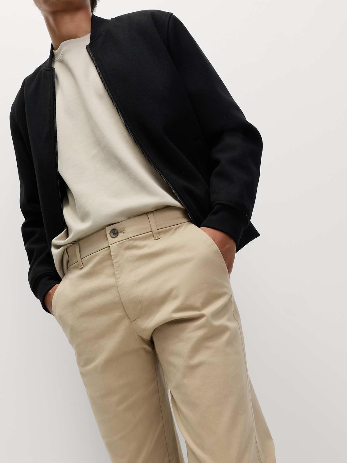 Detalle 1 de Marks & Spencer chino voor heren, normale pasvorm met stretch en zijzakken