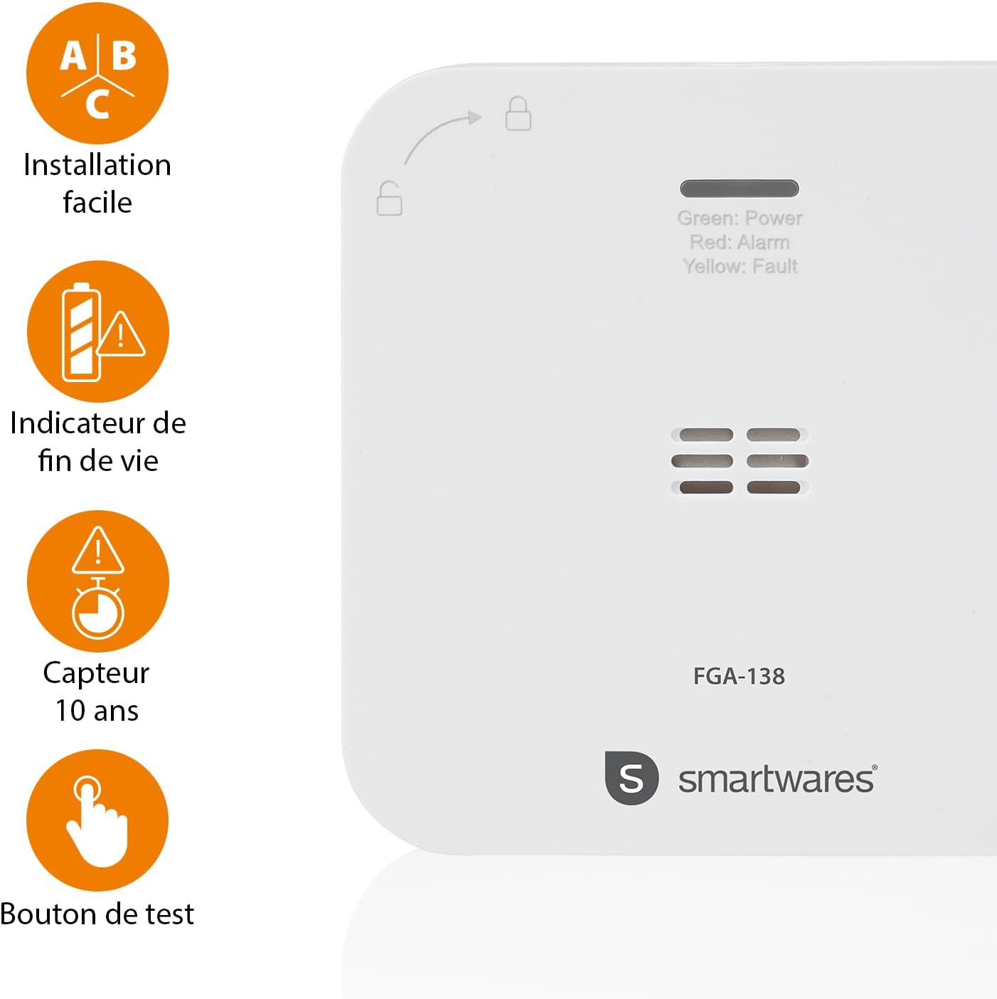 Thumbnail 4 de Smartwares Détecteur de CO connecté — 85 dB, capteur 10 ans, notifications via app