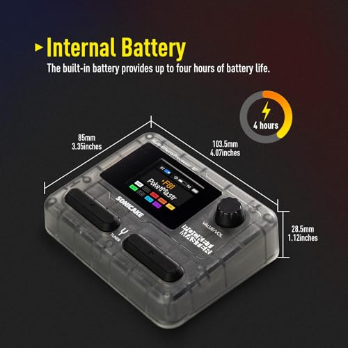 Detalle 2 de SONICAKE Pedal de guitarra multiefectos: 9 módulos, 100 presets y compatibilidad OTG