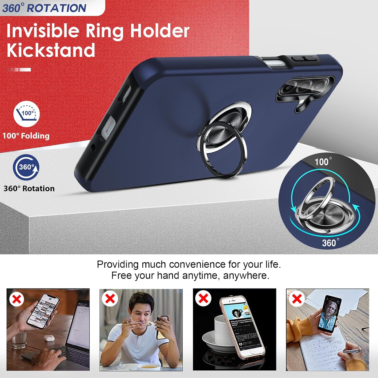 Thumbnail 1 de LeYi Case for Samsung Galaxy A17 with 2 Tempered Glass Protectors and Built-in Ring Stand