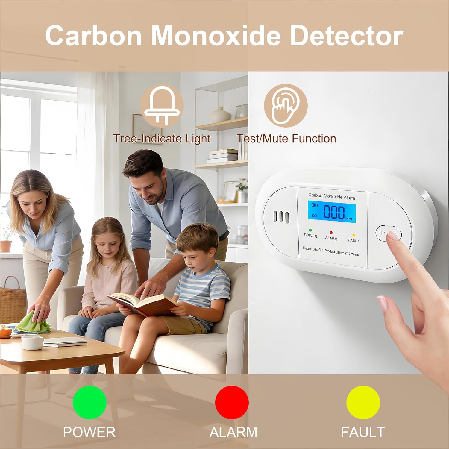 Thumbnail 5 de FUMIXTEX Carbon Monoxide Detector with LCD Display and Replaceable Battery