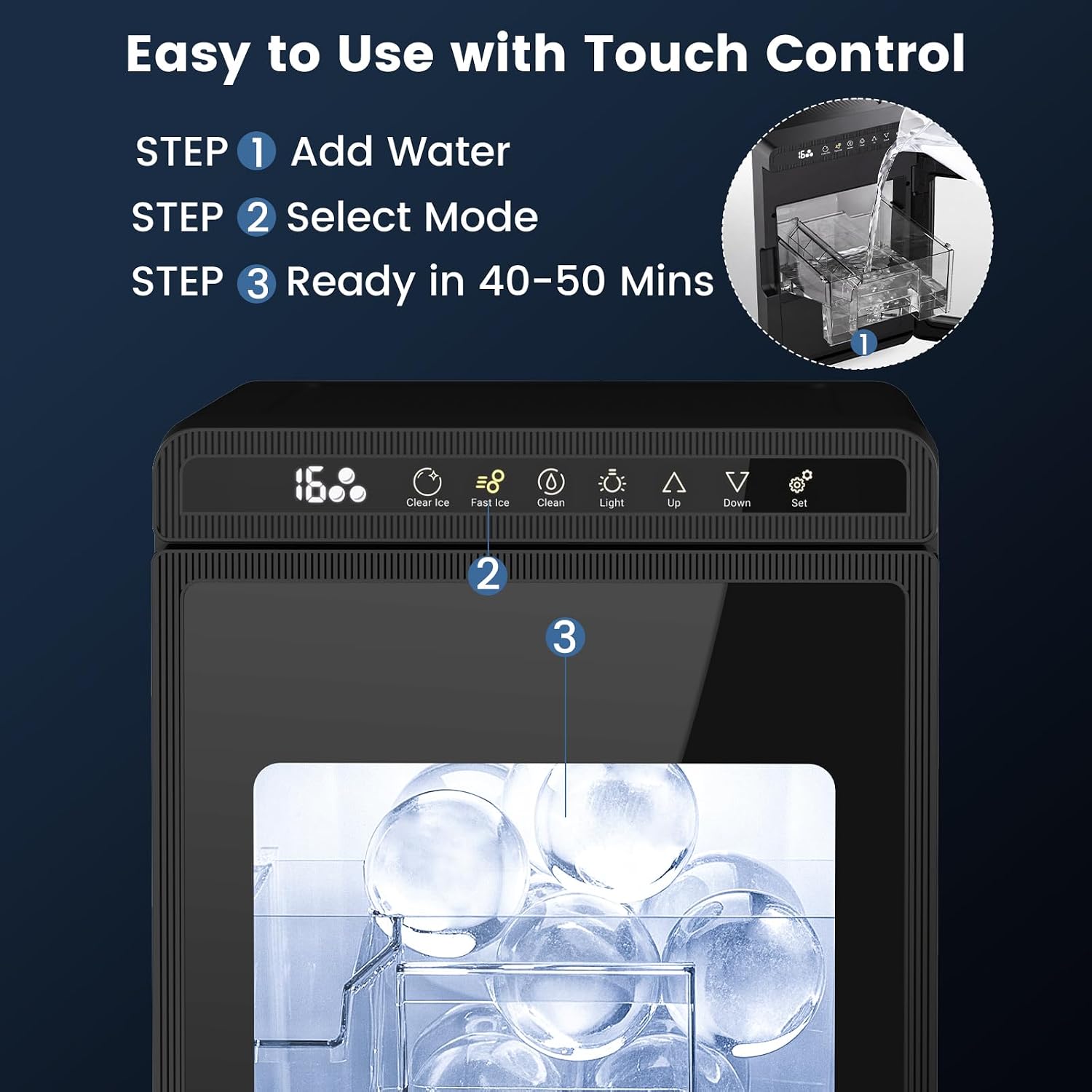 Thumbnail 6 de Electactic HZBQ-0255 Countertop Ice Ball Maker, 2.2-Inch Spheres