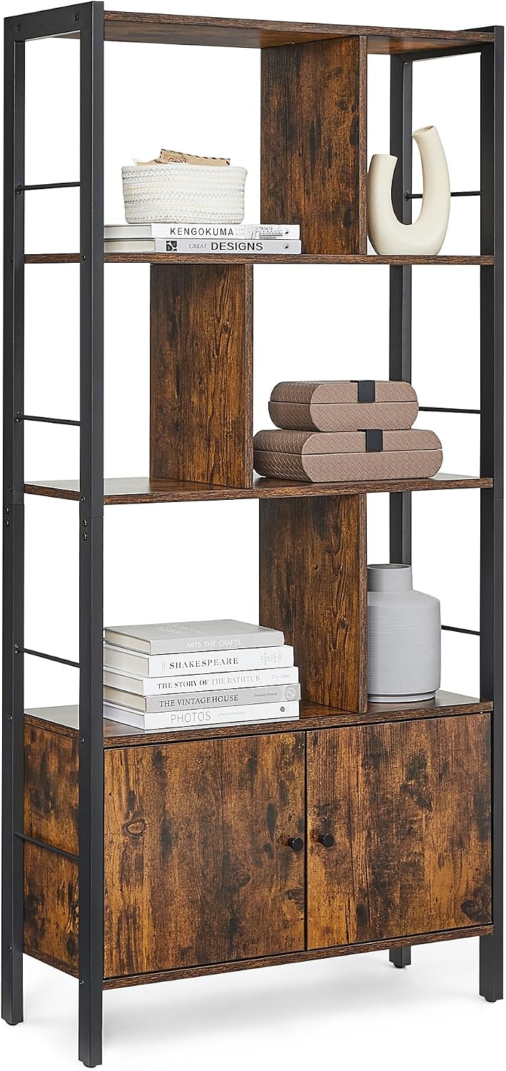 Detalle 1 de VASAGLE BARNET LBC022LL01 Bookcase with 4 Tiers, 2-Door Cabinet and Steel Frame