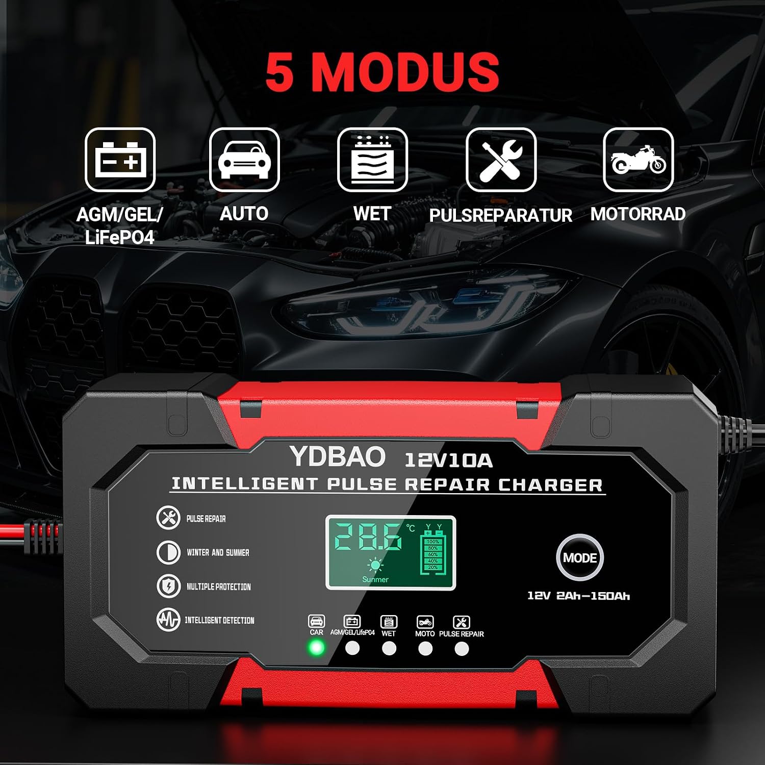 Detalle 2 de Autobatterie Ladegerät 12V LiFePO4 10A
