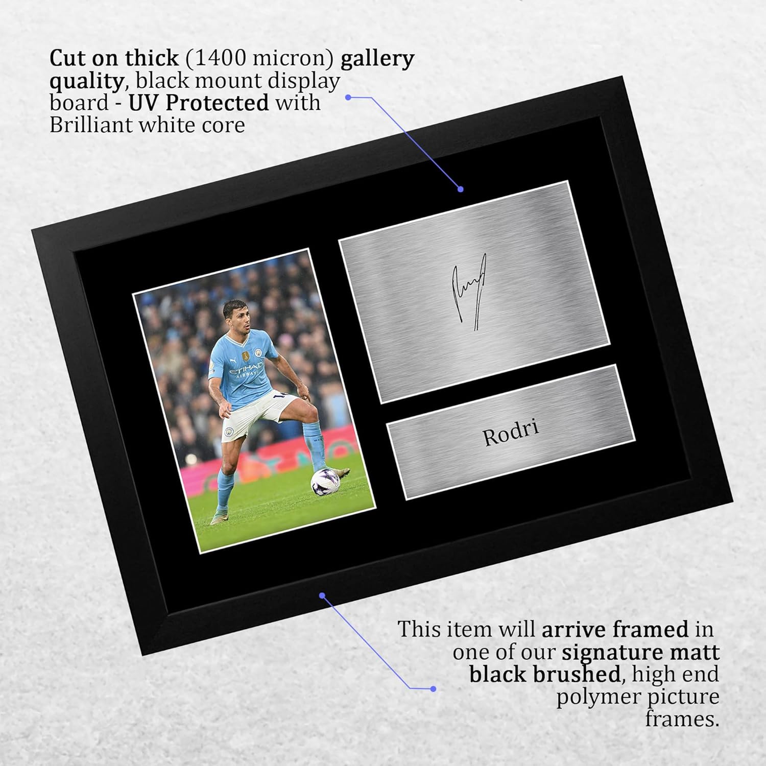 Thumbnail 2 de HWC Trading Rodri Manchester City A4 framed signed autograph photo gift (printed) for football fans