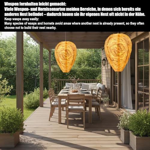 Detalle de com-four® 3 nidi finti per vespe: deterrente efficace per giardini e terrazze