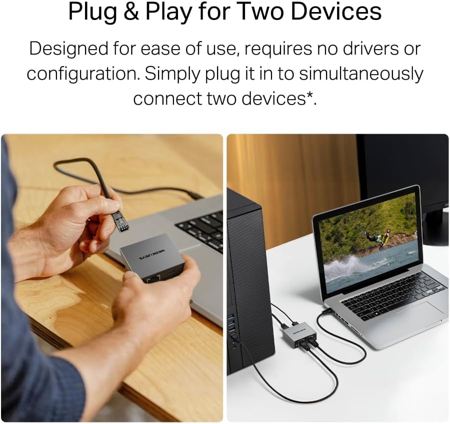 Thumbnail 3 de MERCUSYS MEH25 Ethernet Splitter: 1 to 2 Gigabit Network Splitter