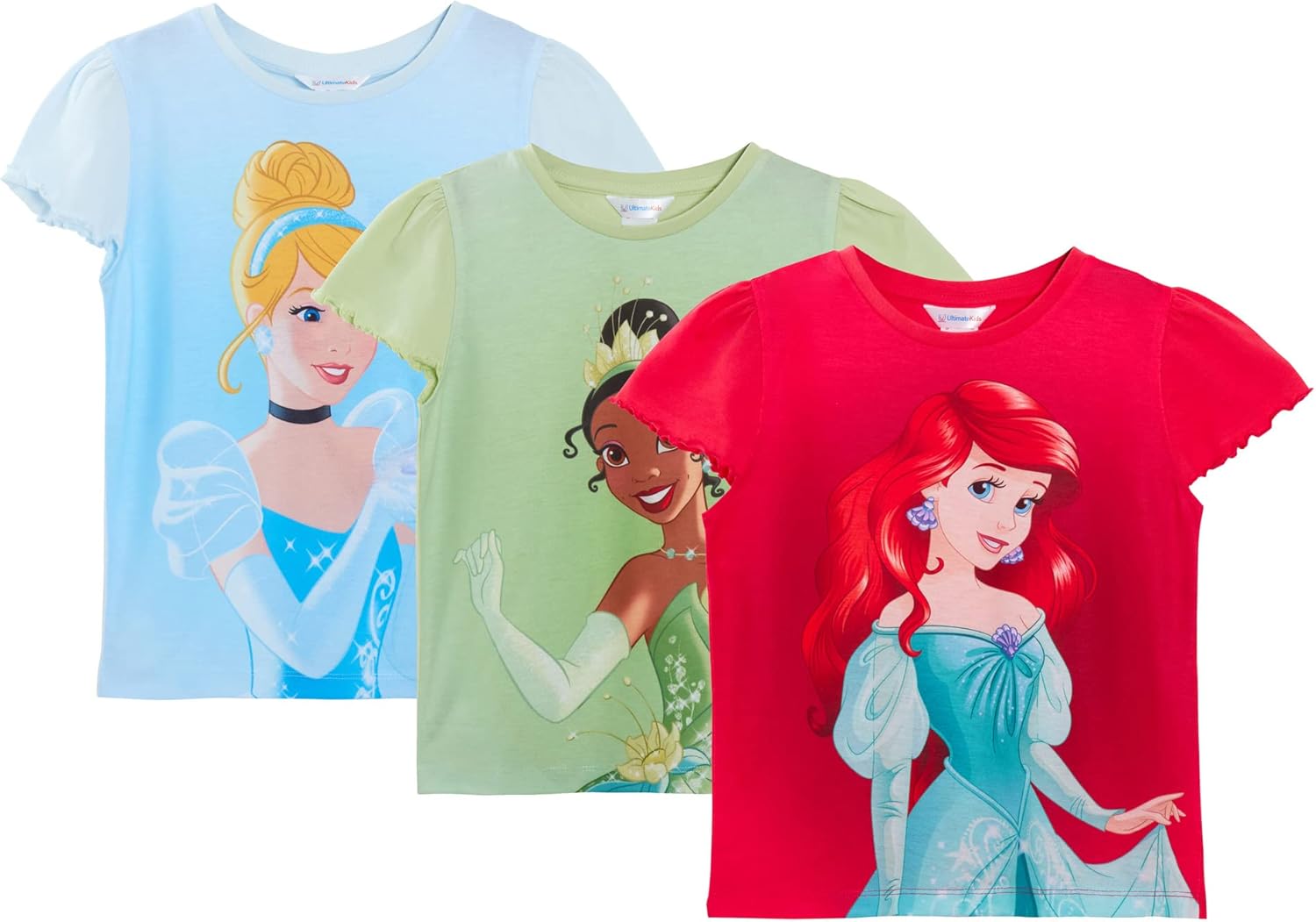 Detalle de Disney Ragazze Set di 3 T-Shirt Princess – 100% cotone, licenza ufficiale