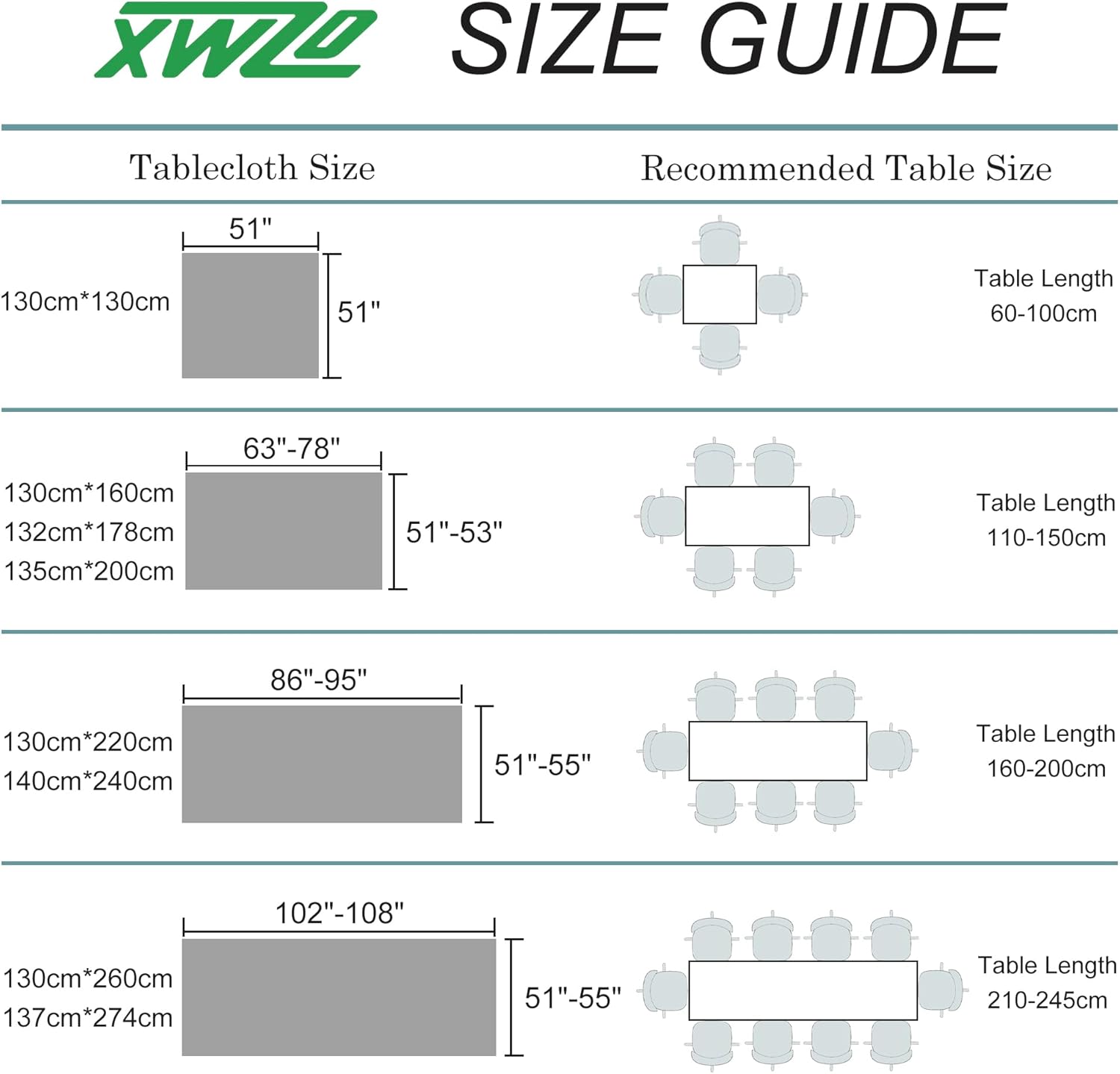 Thumbnail 6 de XWZO abwaschbare Tischdecke grau (132 x 178 cm) – fleckschutzende, pflegeleichte Tischwäsche aus 100% Polyester