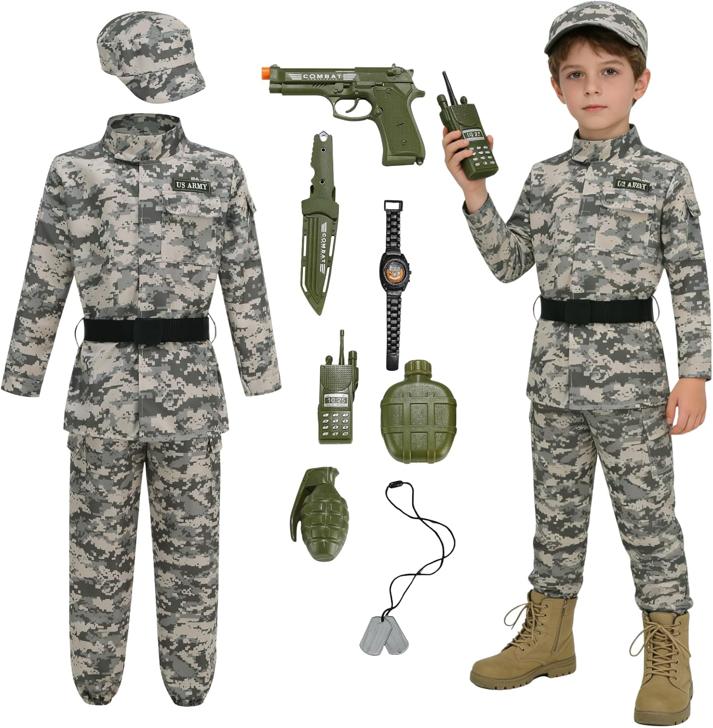 Detalle de Yolsun Kids' Army Costume, 11-Piece Set