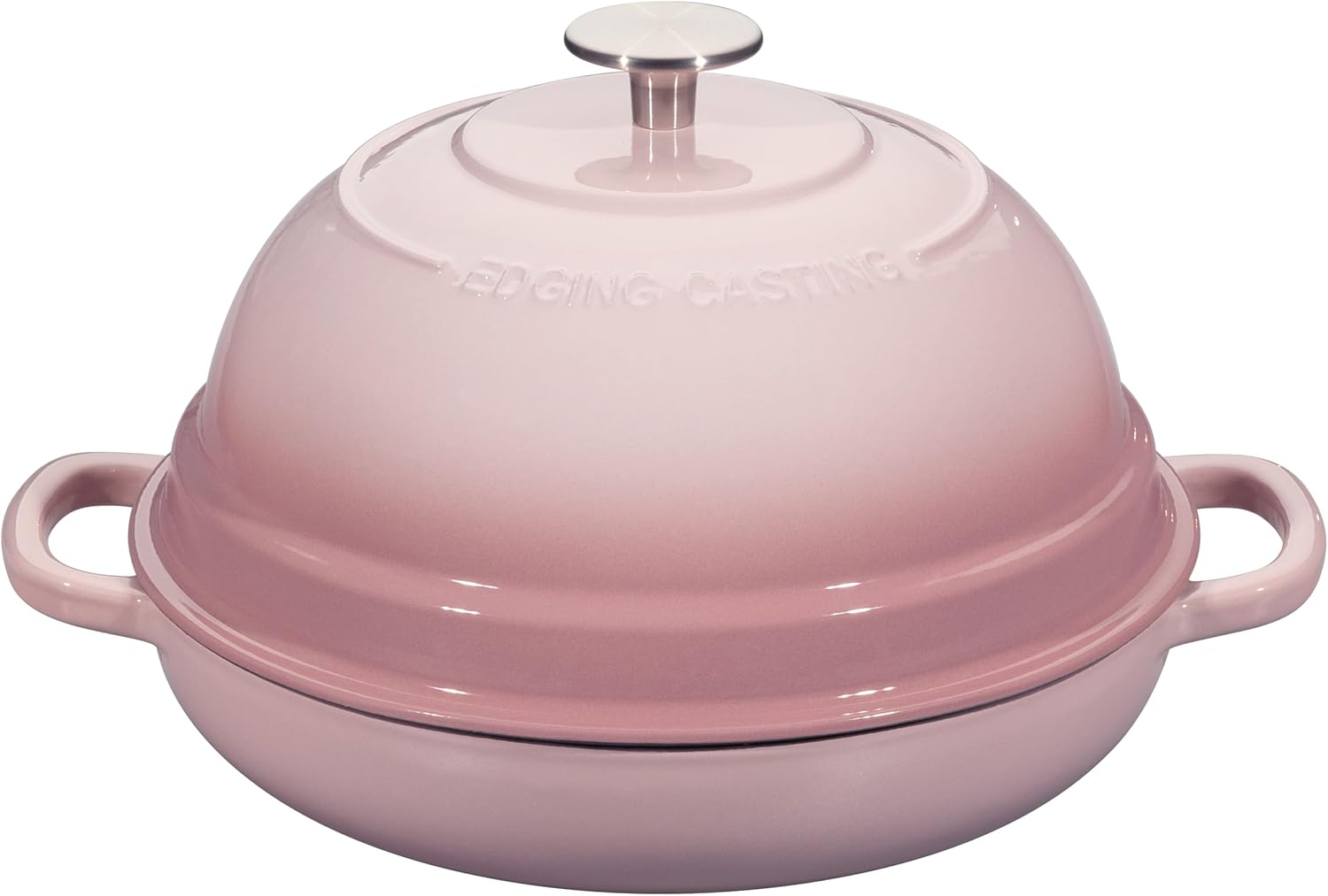 Edging Casting 6-Quart Enameled Cast Iron Dutch Oven Pot with Lid (Pink) for Bread Baking