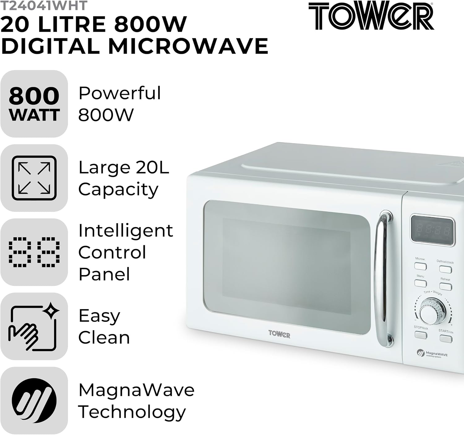 Thumbnail 1 de Tower T24041WHT microwave 20L 800W