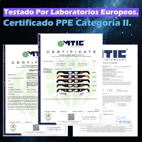 Detalle 1 de QIWEI Gafas Eclipse Solar ISO 12312-2 — Pack 4/10/25/50 (Cartón)