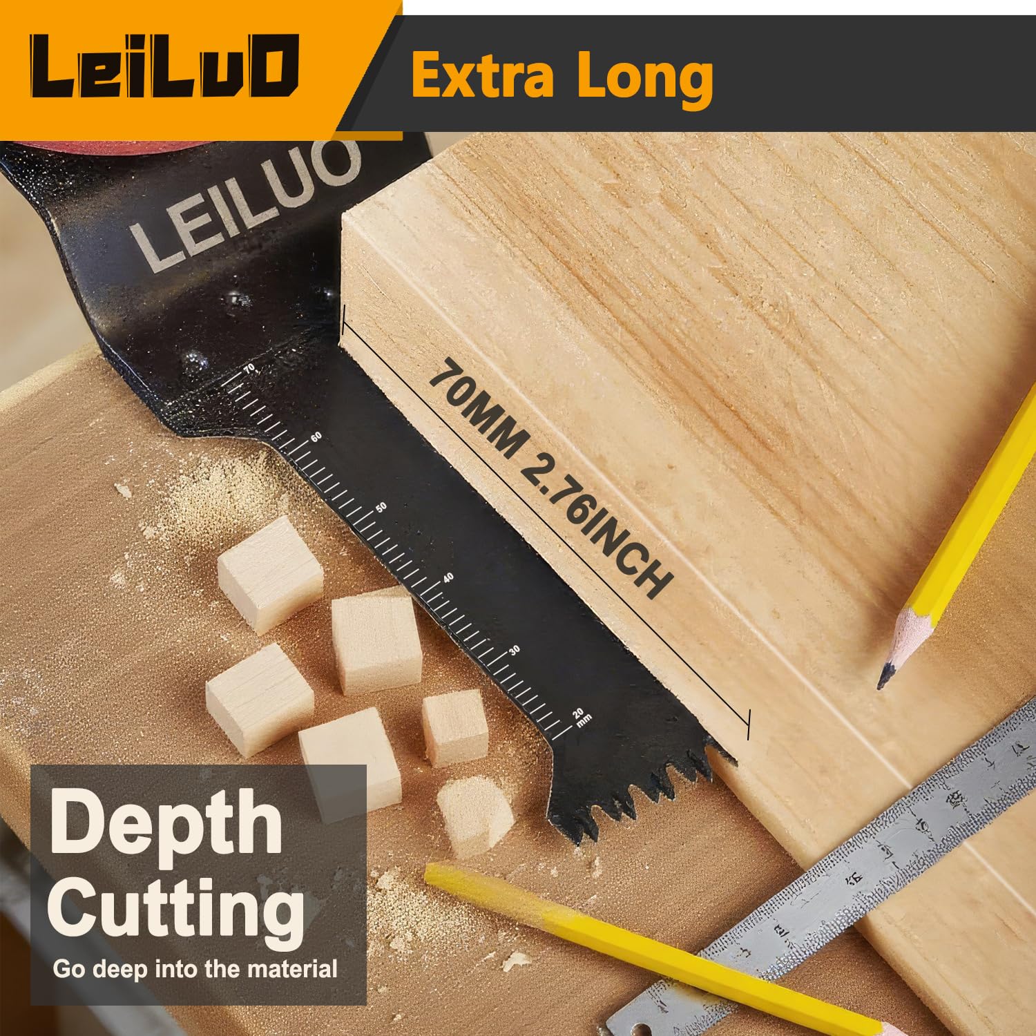 Detalle de LEILUO 70mm Japanese Teeth Multitool Blades — 15-Piece CRV Wood Cutting Set