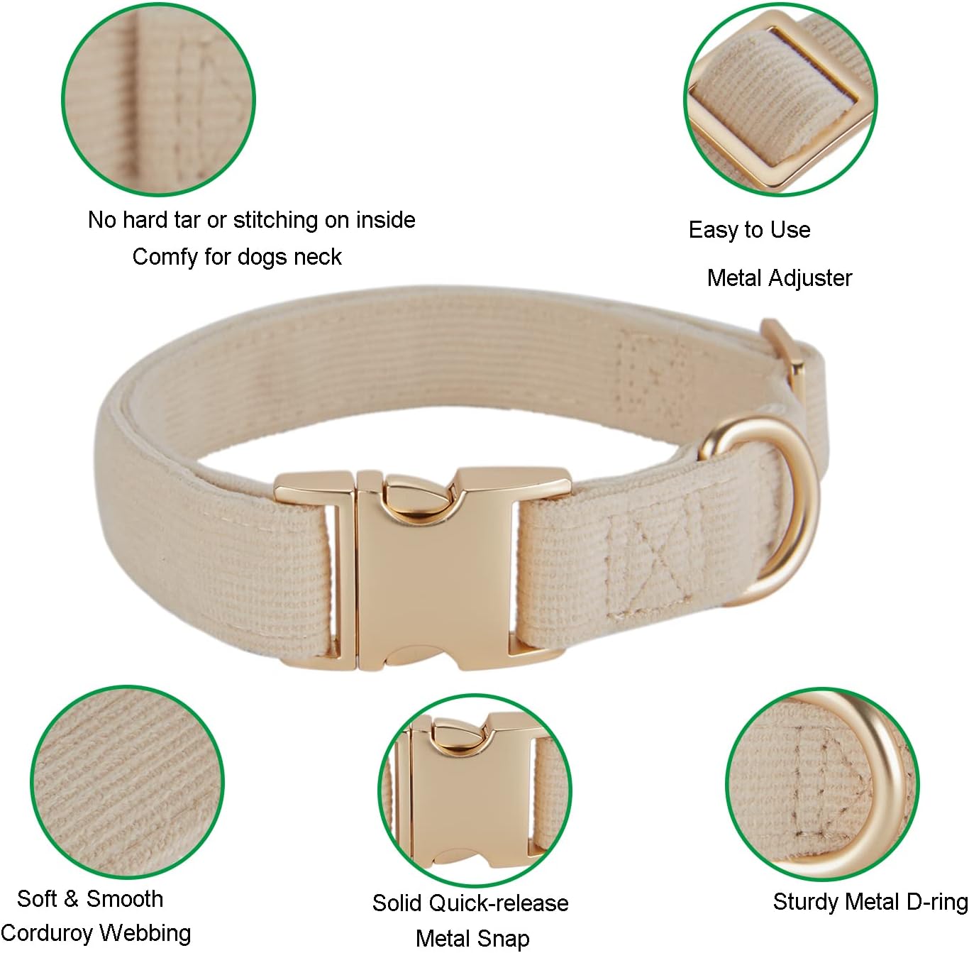 Thumbnail 3 de YUDOTE Dog Collar and Lead Set Small (S) in soft corduroy – cream white