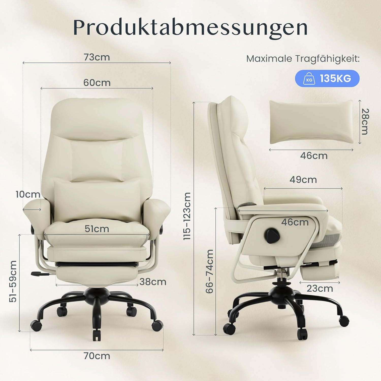 Detalle 2 de FLEXISPOT Cloudrest chaise ergonomique 165°