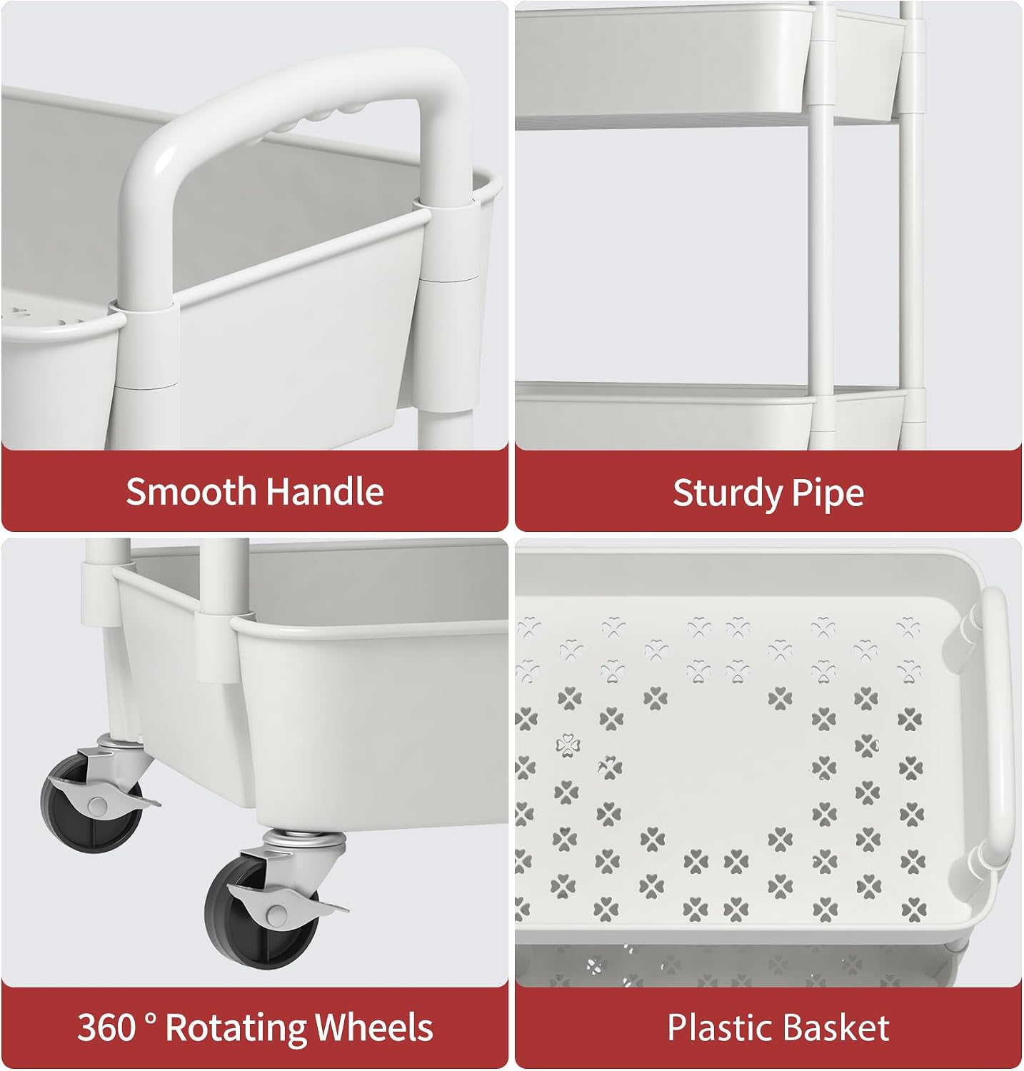 Detalle de Sywhitta 4-Tier Rolling Utility Cart