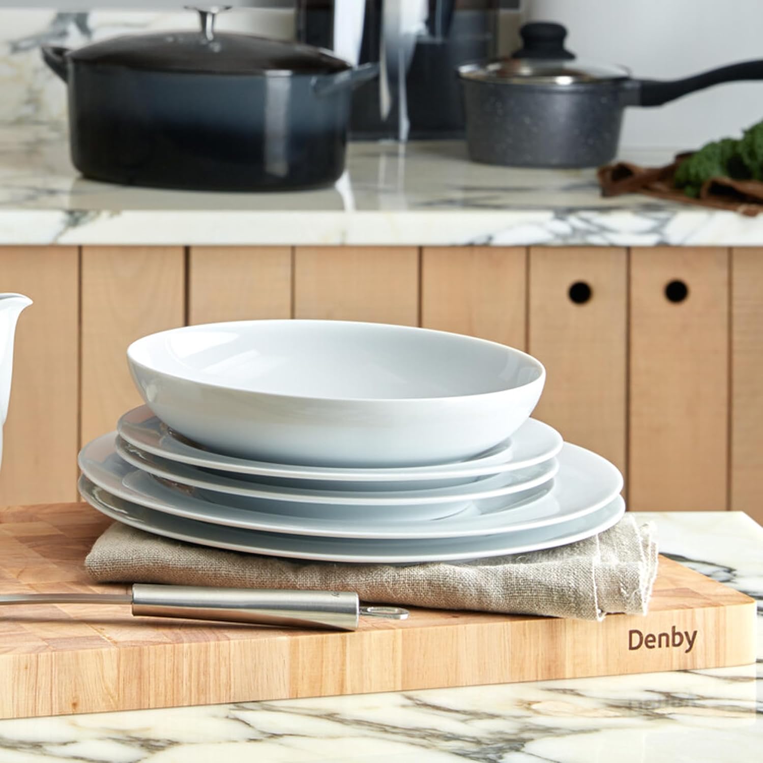 Thumbnail 3 de Denby White Porcelain Pasta Bowls 1.18L set of 4 🍽