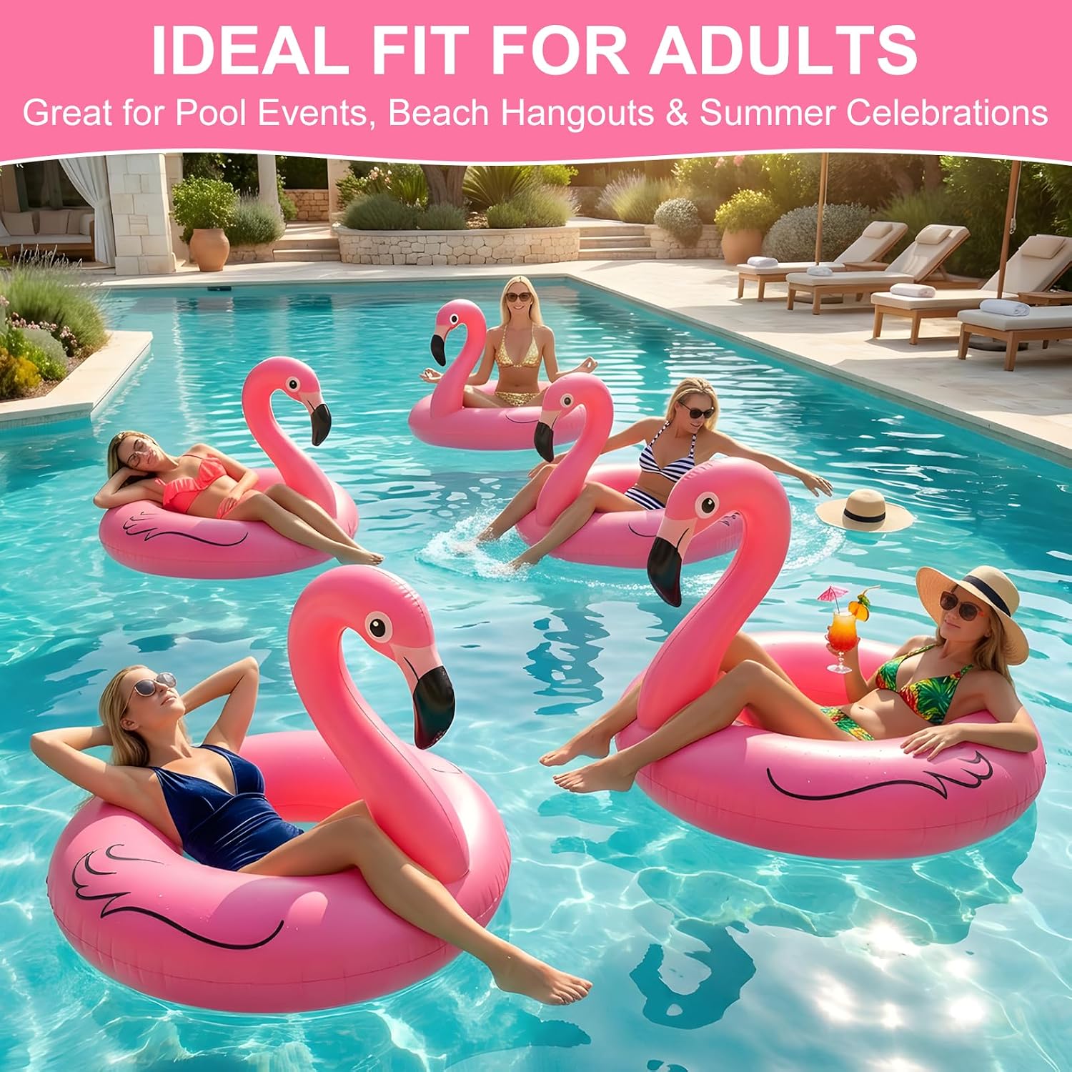 Thumbnail 6 de Giant Pink Flamingo Pool Float for Adults by Ninonly — 47" Tall Inflatable Flamingo