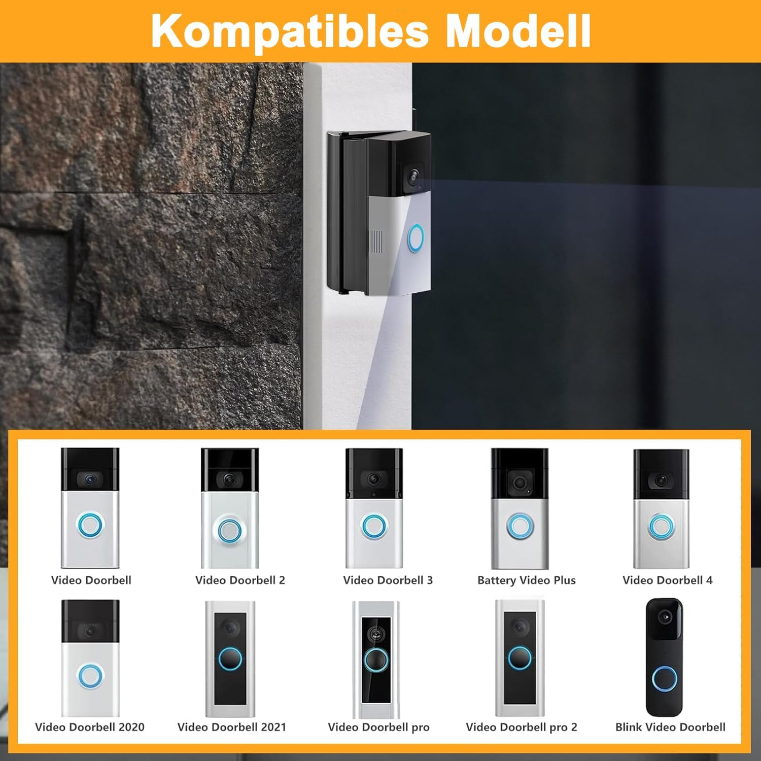 Thumbnail 1 de Video Türklingel Verstellbare Halterung (Winkel 30–55 Grad) kompatibel mit Video Doorbell Wired/1/2/2. Gen/3/3 Plus/4 & Akku-Videotürklingel (2024)/Plus/Pro