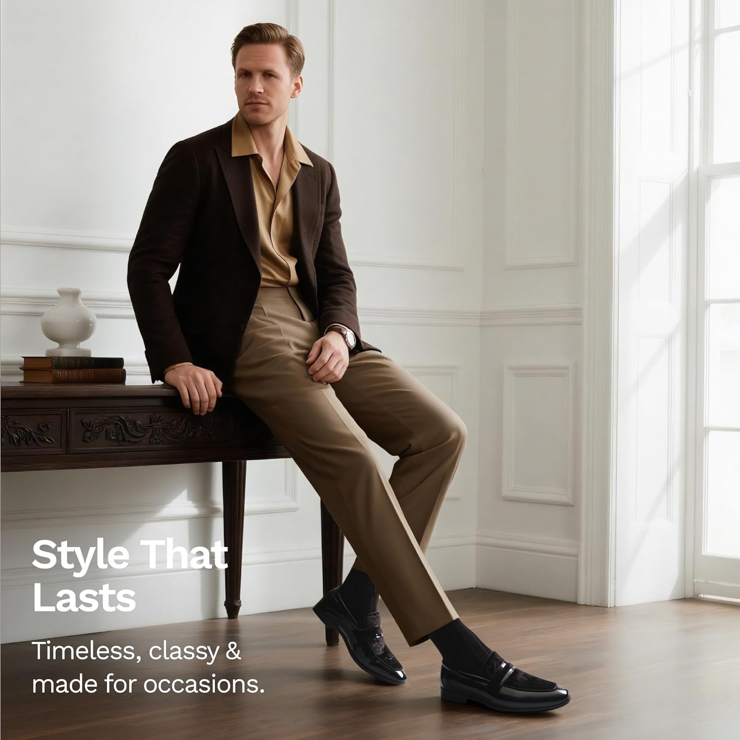 Thumbnail 6 de Bruno Marc Tuxedo Patent Loafers for Men