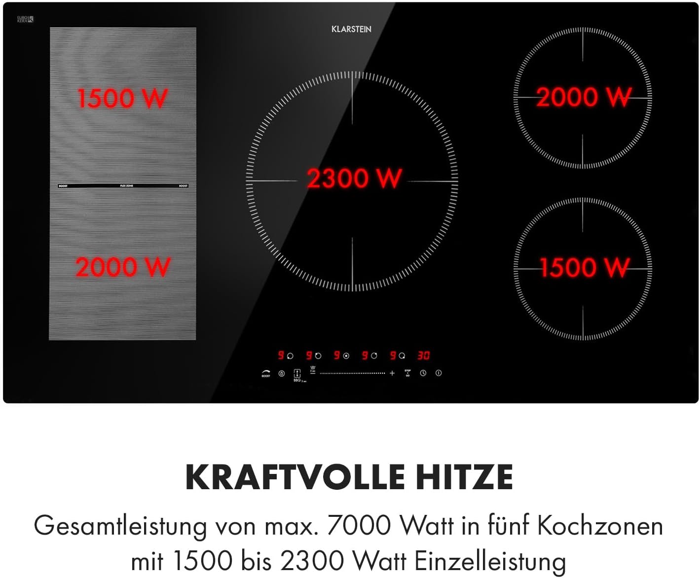 Detalle de Klarstein Delicatessa 90 Hybrid inductiekookplaat, 5 zones en flexzone