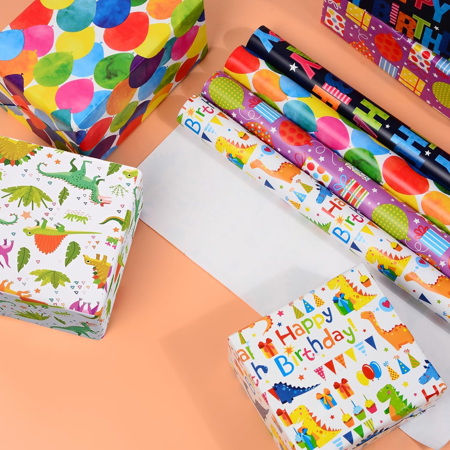 Thumbnail 3 de HAMOHTE Geschenkpapier Geburtstag Kinder – 5 Rollen (43 cm x 300 cm) mit Cartoon-Design, recycelbar