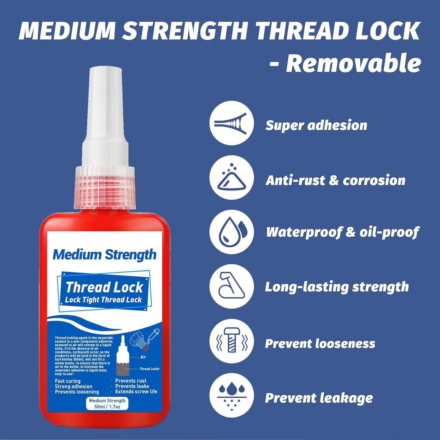 Detalle 1 de 1DFAUL 100 ml Medium-Strength Threadlocker for Metal Fasteners