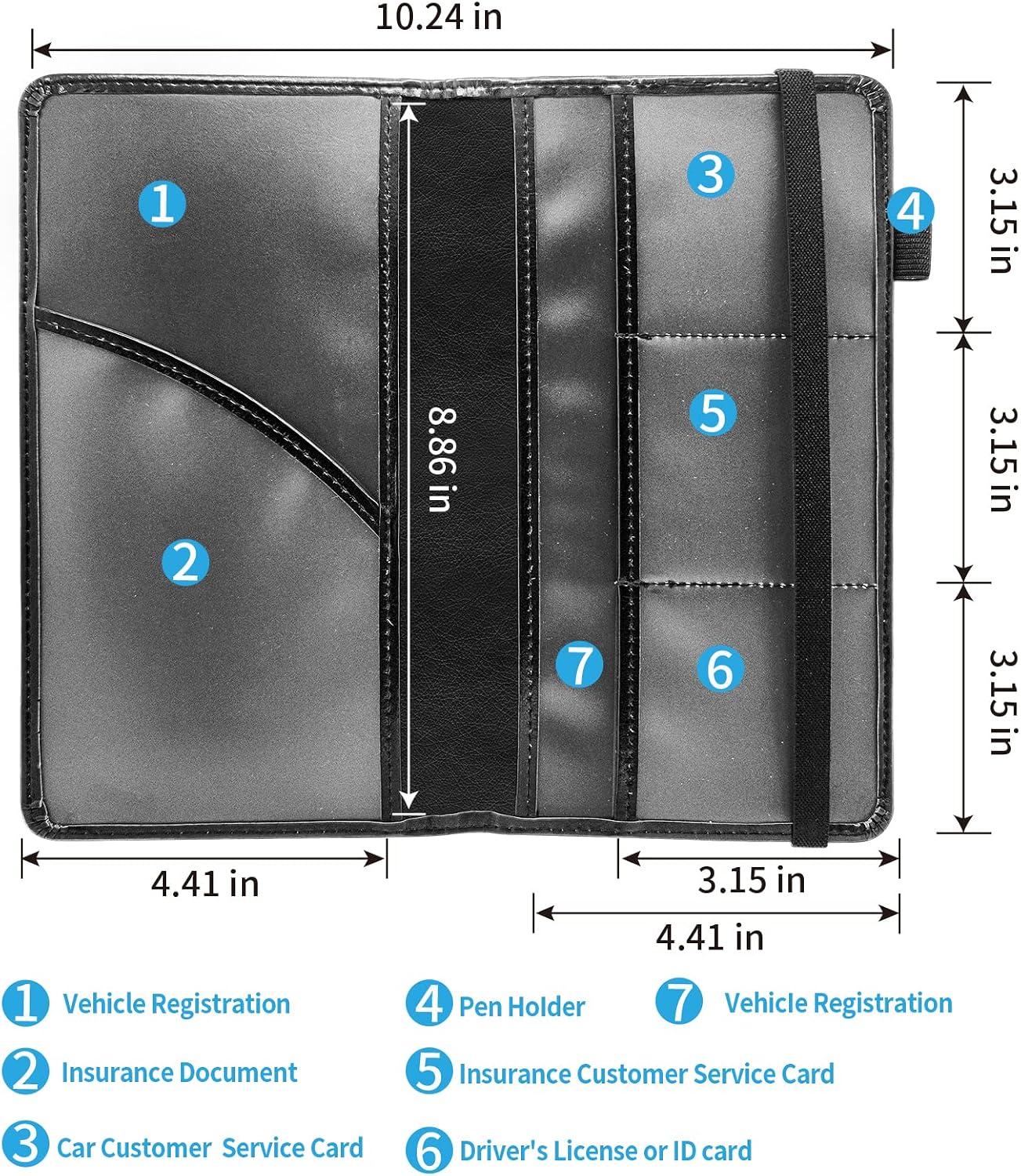 Detalle de Mxfdegf Car Registration and Insurance Holder, Leather