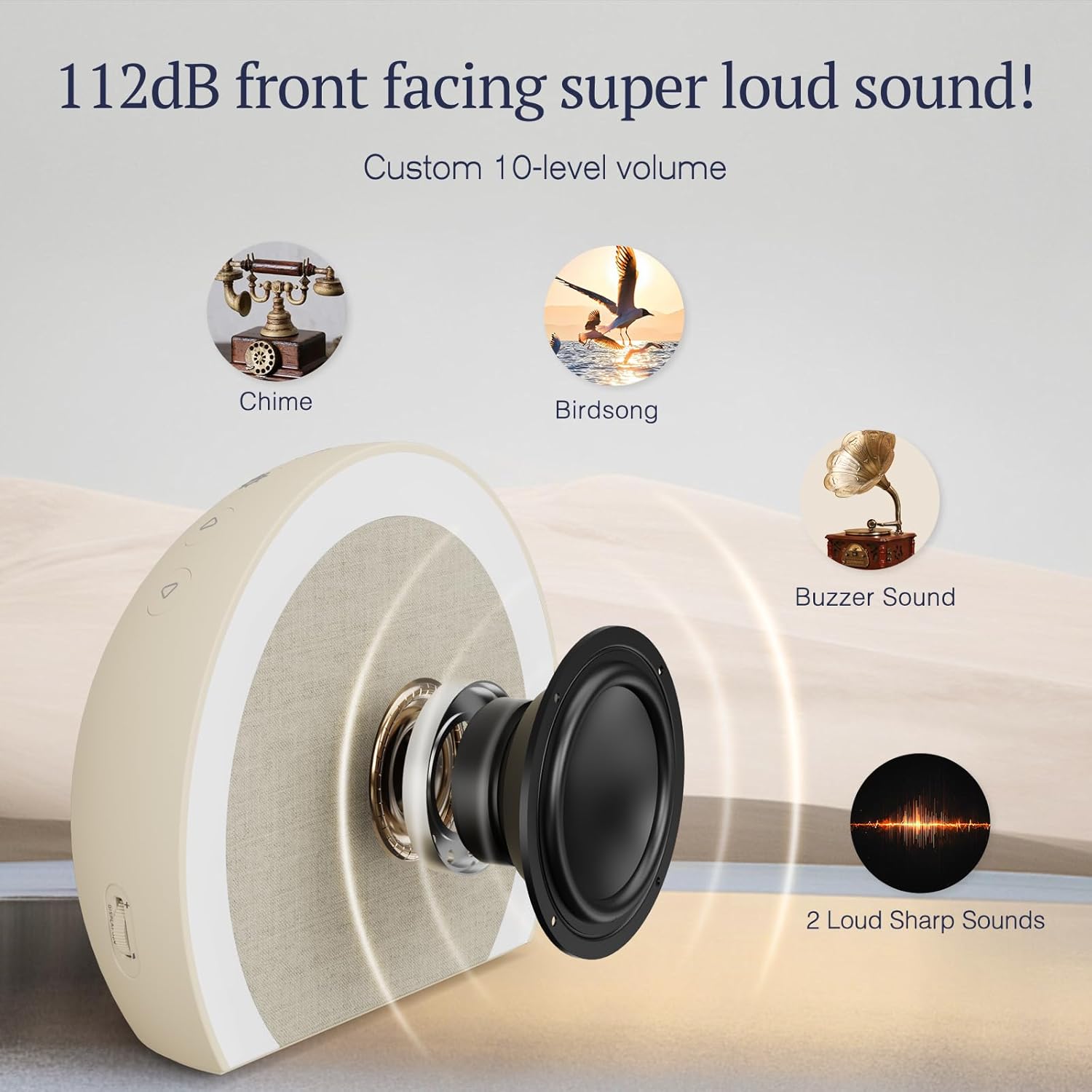 Thumbnail 4 de ANJANK Extra lauter Wecker mit kabelloser Vibration, Licht & 2 Alarmen (9-Farben Nachtlicht)