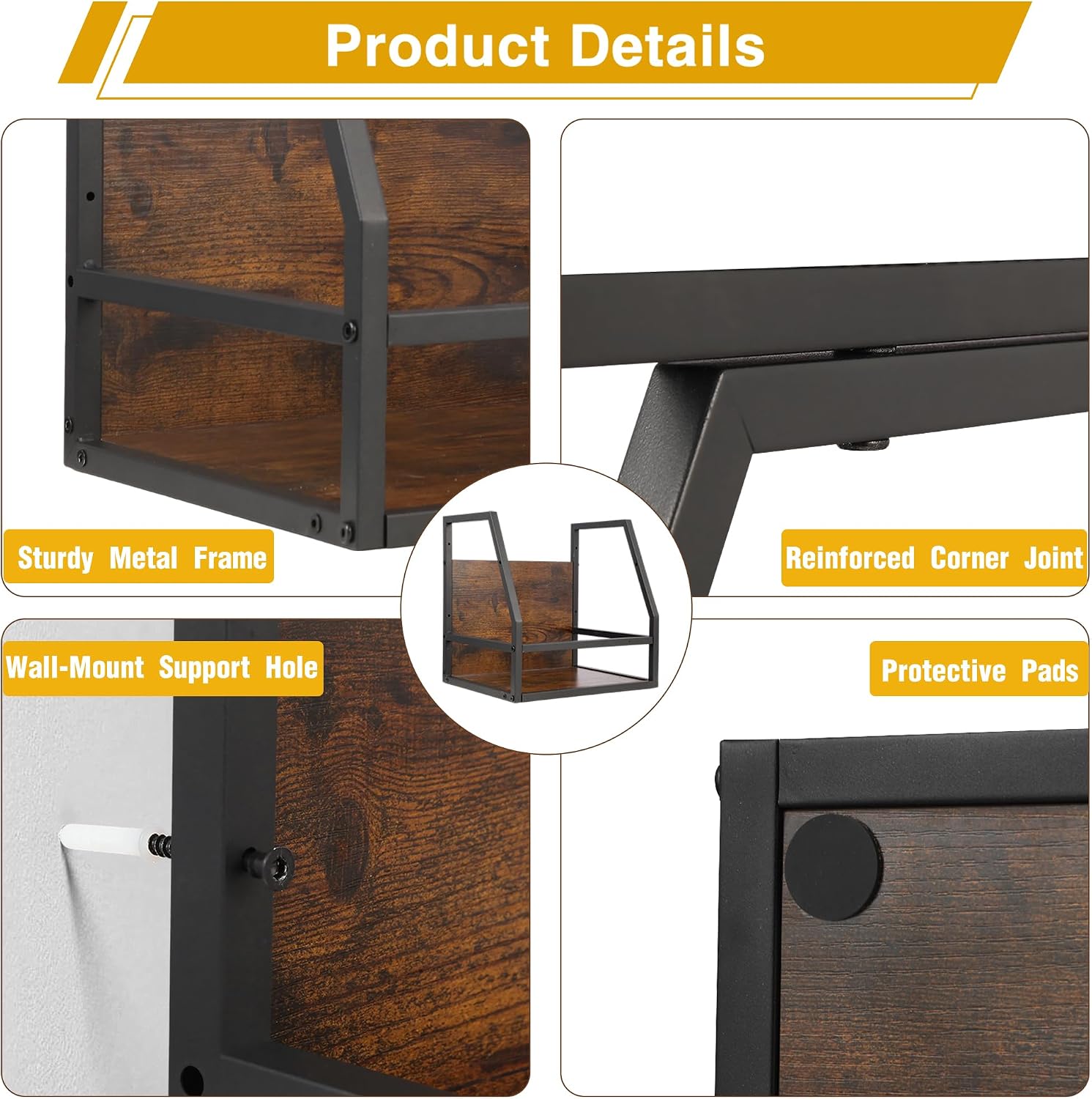 Detalle de HFHOME 2 In 1 Vinyl Record Storage Crate – Wall Mount or Desktop Metal Album Organizer