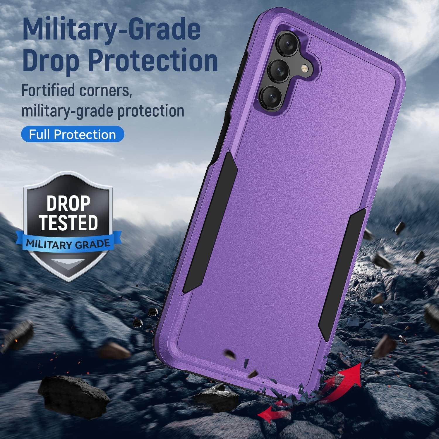 Detalle de Asuwish Galaxy A13 5G Case with Tempered Glass Screen Protector – Purple
