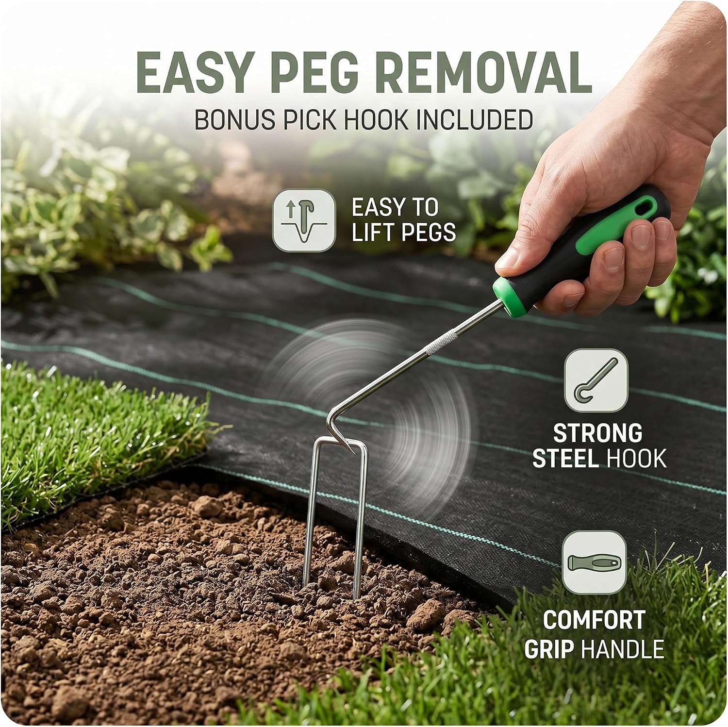 Detalle de Roe Tenpo Weed Membrane Pegs, 15 cm: Heavy-Duty U-Shaped Garden Stakes for Membranes and Landscaping