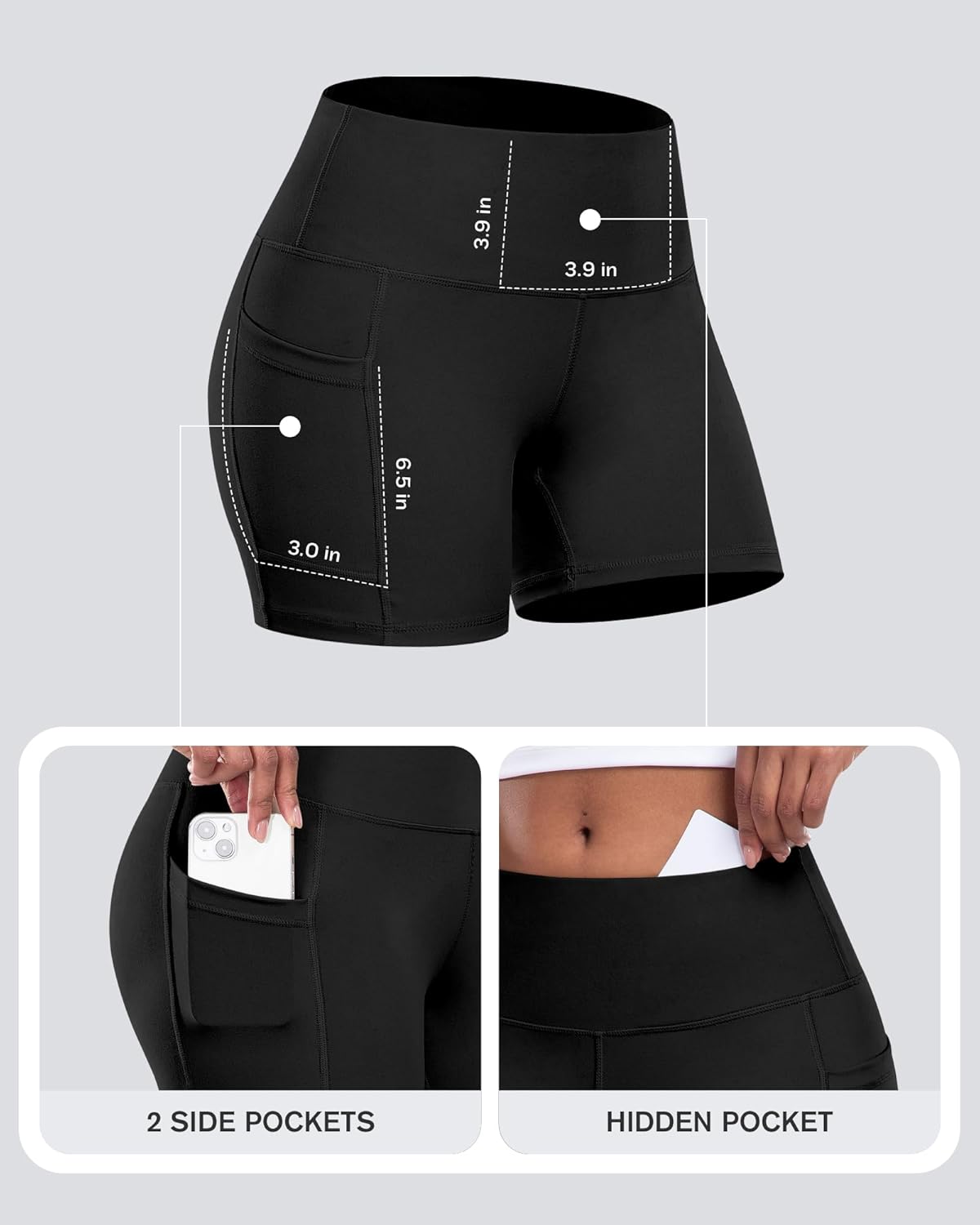 Thumbnail 2 de CHRLEISURE Women’s Biker Yoga Shorts with Pockets (4-Pack) – High-Waisted Tummy Control Spandex Workout Gym Shorts