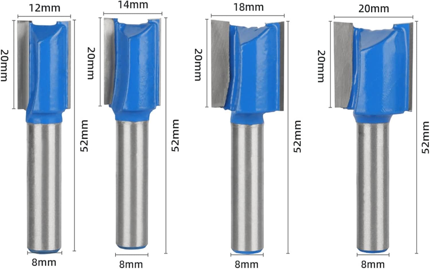 Thumbnail 2 de BIGP BIGP 8 pz fresa a taglienti diritti con gambo da 8 mm (5/6/8/10/12/14/18/20 mm) per canali e lavorazione del legno