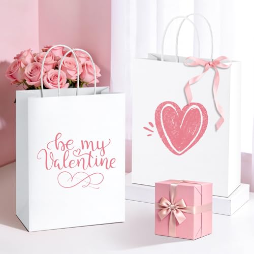 Detalle de Eupako Lot de 25 sacs cadeaux en papier kraft blanc, 21 x 11 x 27 cm – polyvalents et personnalisables
