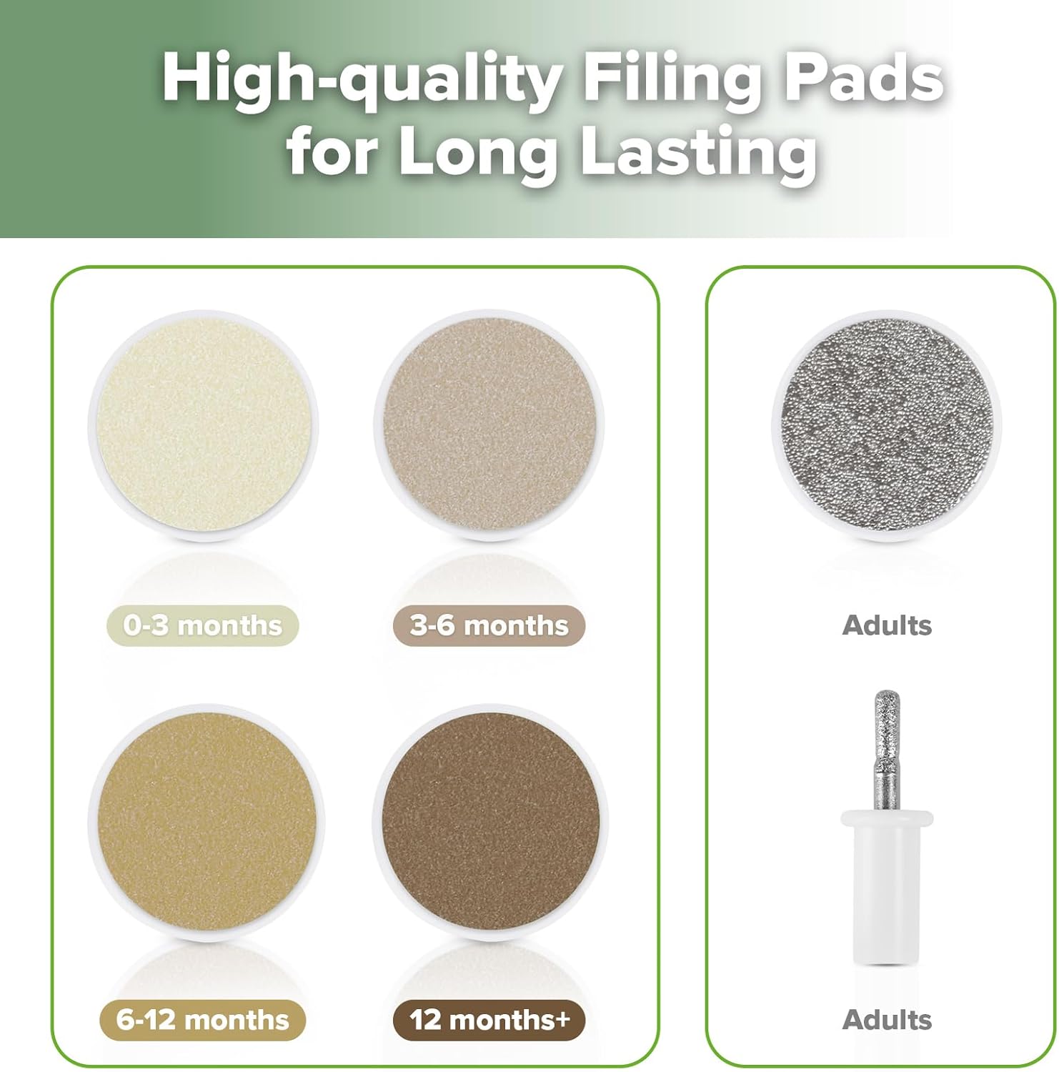 Thumbnail 5 de haakaa Coupe-ongles électrique pour bébés avec LED, kit de lime à ongles 6 têtes (kaki)