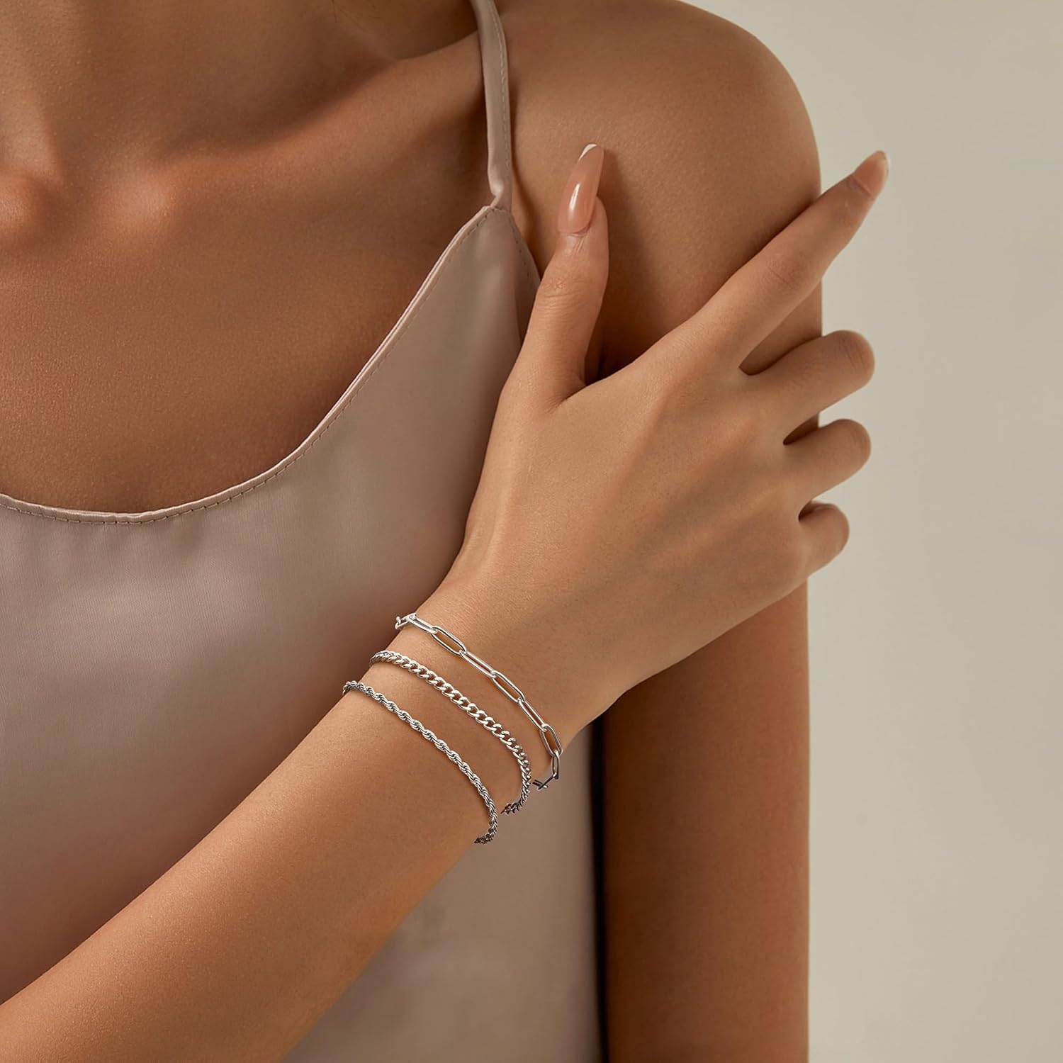 Thumbnail 3 de LOLIAS 5-piece chain bracelet set for women (gold & silver, stainless steel, stacking style)