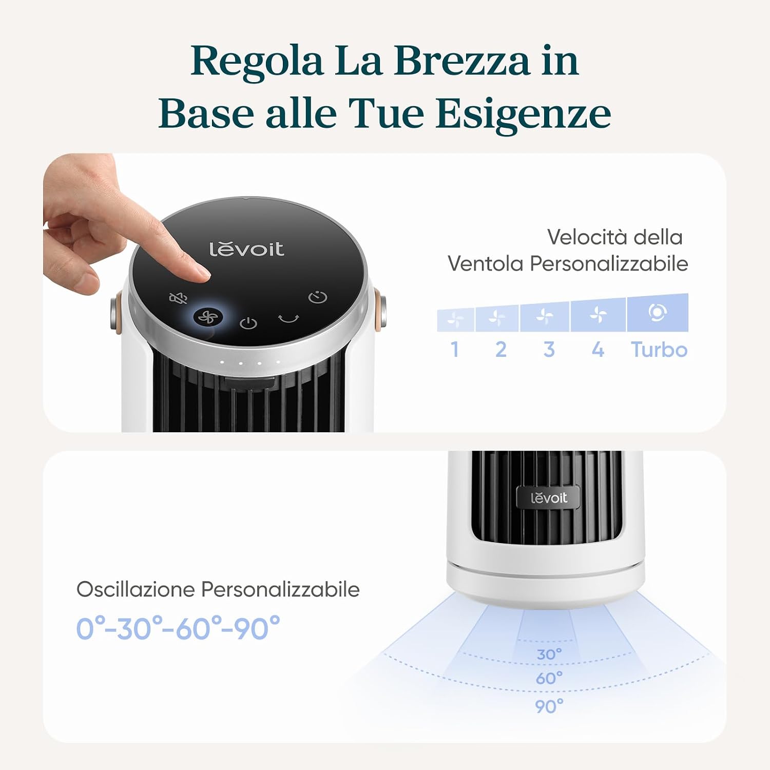Detalle de Levoit Windi Mini: Ventilatore a Torre Compatto con Telecomando e Oscillazione 90°