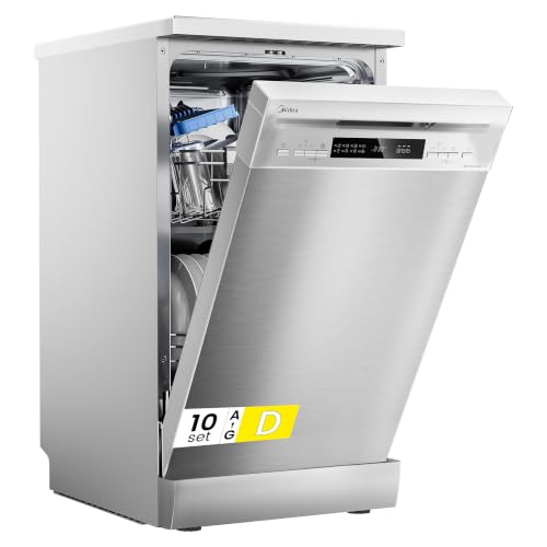 Detalle de Midea MFD45S200X.1-IT: lavastoviglie slim da 10 coperti con 8 programmi e lavaggio a basso consumo
