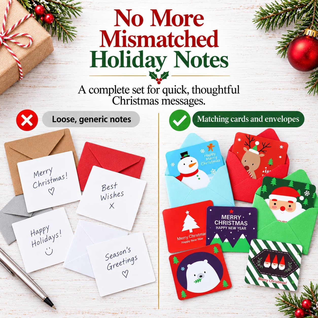 Thumbnail 2 de Naler Mini Christmas Greeting Cards, 24 Cards with Envelopes, 2.7 x 2.7 in