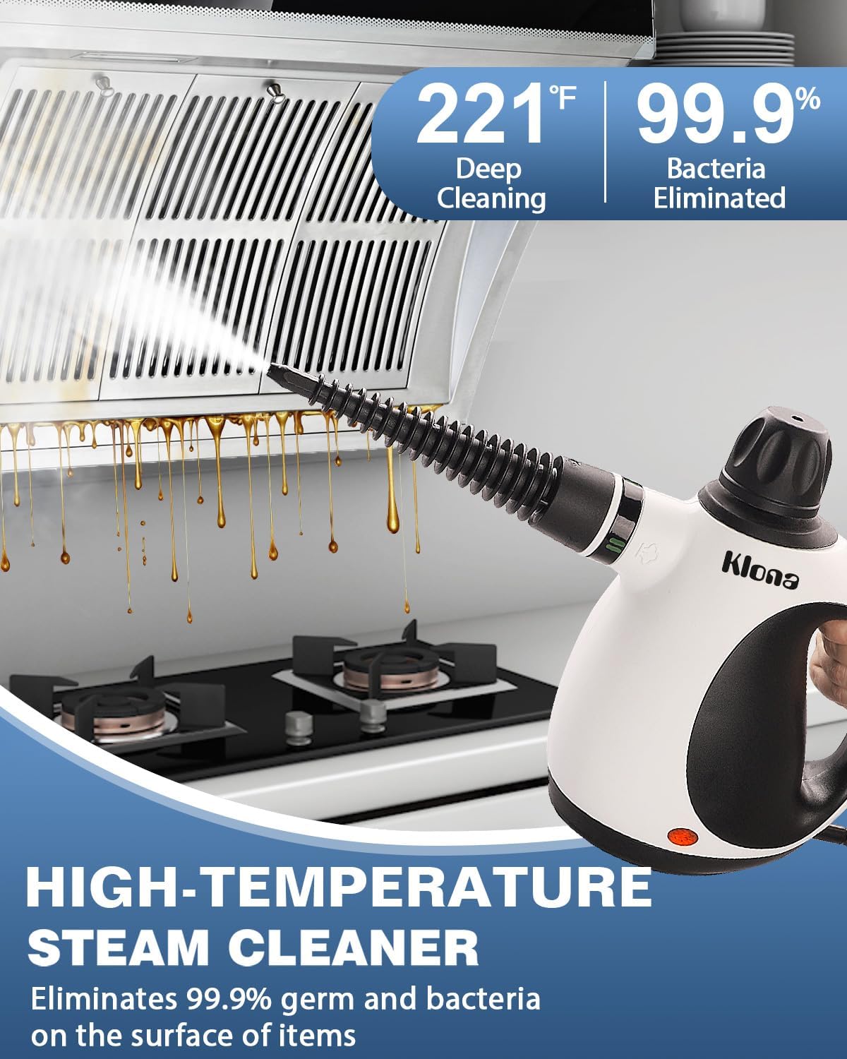Detalle de KLONA Steam Cleaner: Multi-Purpose Handheld Steam Cleaning Solution