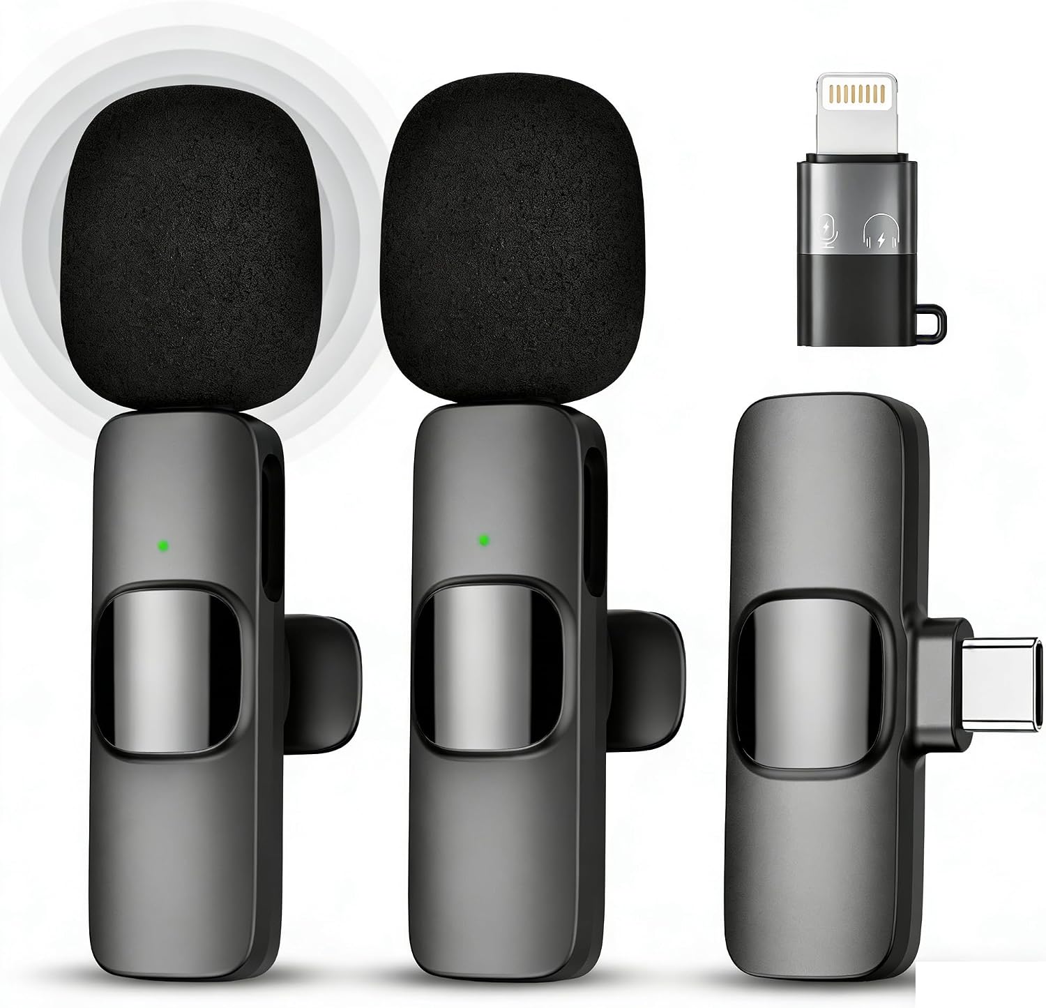 Detalle 2 de Qhot Kabelloses Lavalier Mikrofon für iPhone & Android – DSP-Rauschunterdrückung, 2,4-GHz, USB-C & Lightning