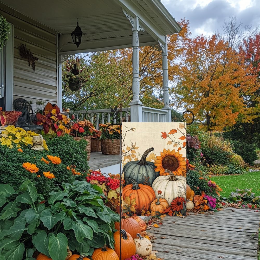 Thumbnail 6 de Hsrvivi CN Fall Garden Flag, Double-Sided 12 x 18 Inch Pumpkin Design