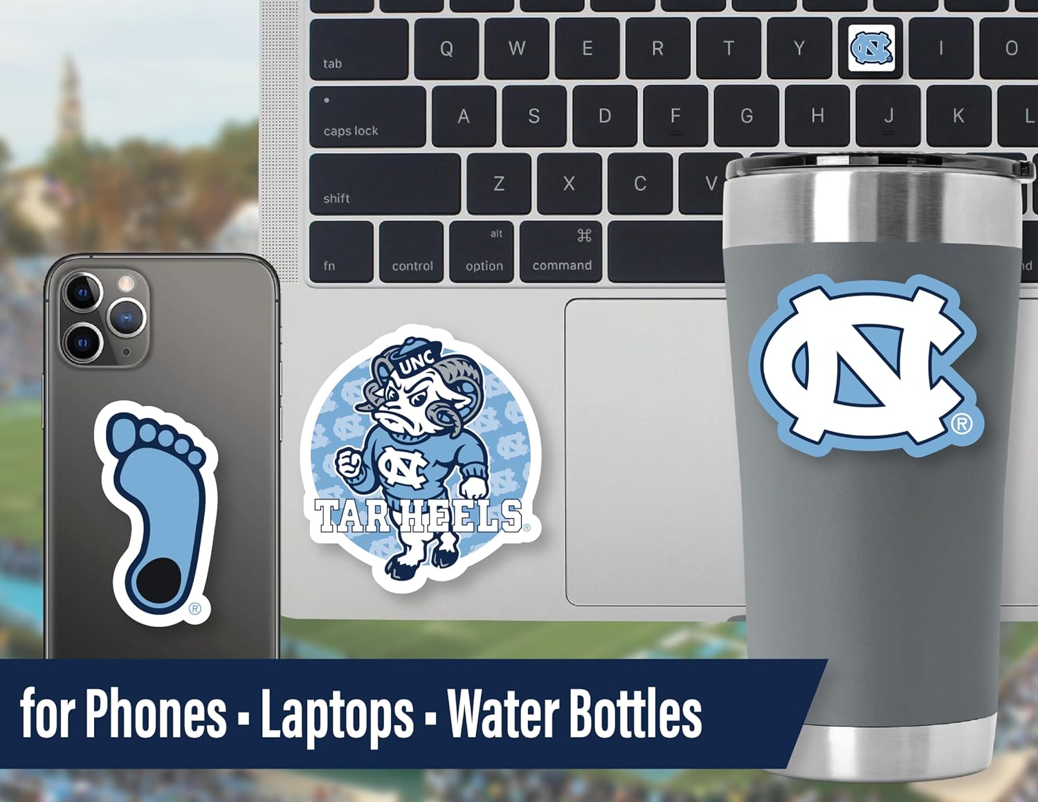 Detalle de NC Tar Heels Stickers & Decals 14 Pc Set – Car & Water Bottle