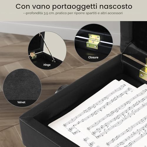 Thumbnail 7 de MAMIZO Sgabello Pianoforte Regolabile in Altezza 56x33x58 CM – Comfort e Versatilità