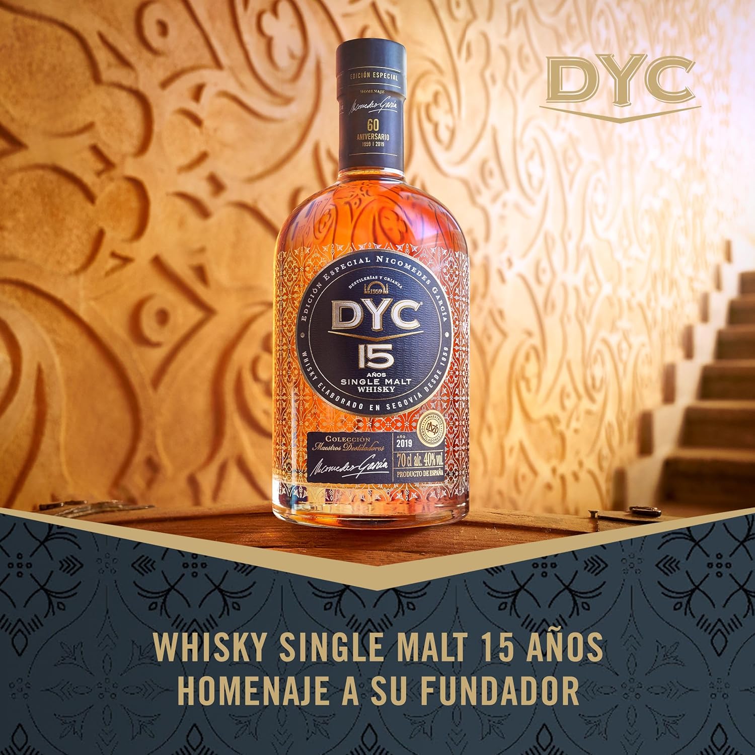 Detalle de DYC 15 Años Whisky Single Malt Colección Maestros 🥃 70cl