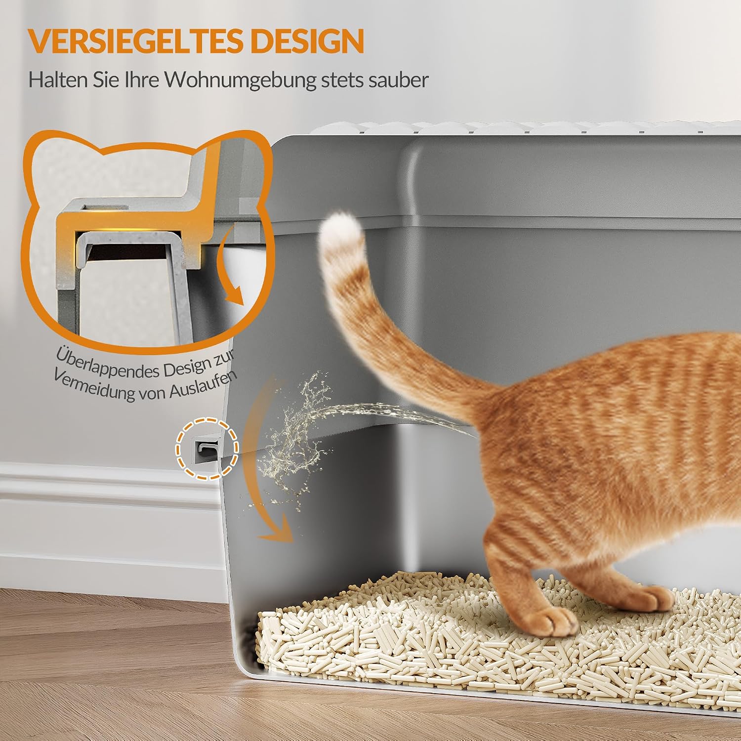 Thumbnail 5 de Fobyfurny Edelstahl-Katzenklo 60×40×38,5 cm 🐱